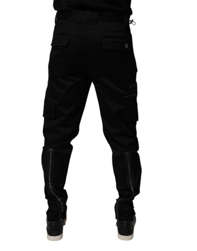 Dolce & Gabbana Black Cotton Cargo Tapered Pants
