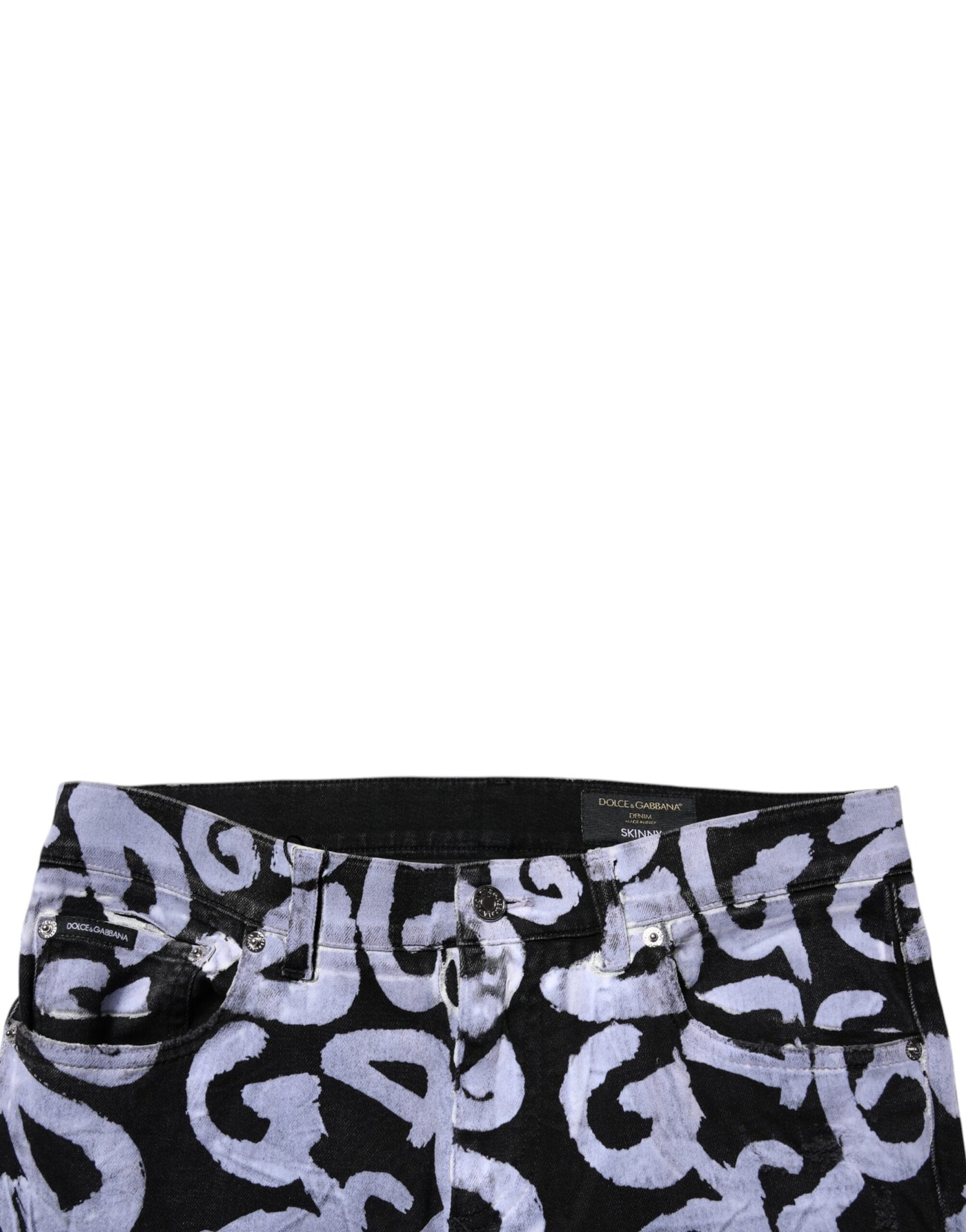Dolce & Gabbana Black Logo Monogram Cotton Skinny Denim Jeans