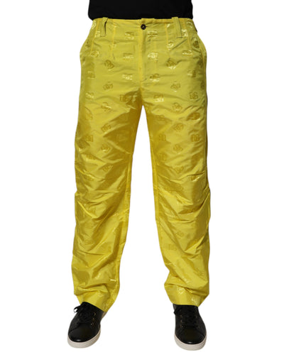 Dolce & Gabbana Yellow DG Monogram Polyester Straight Pants