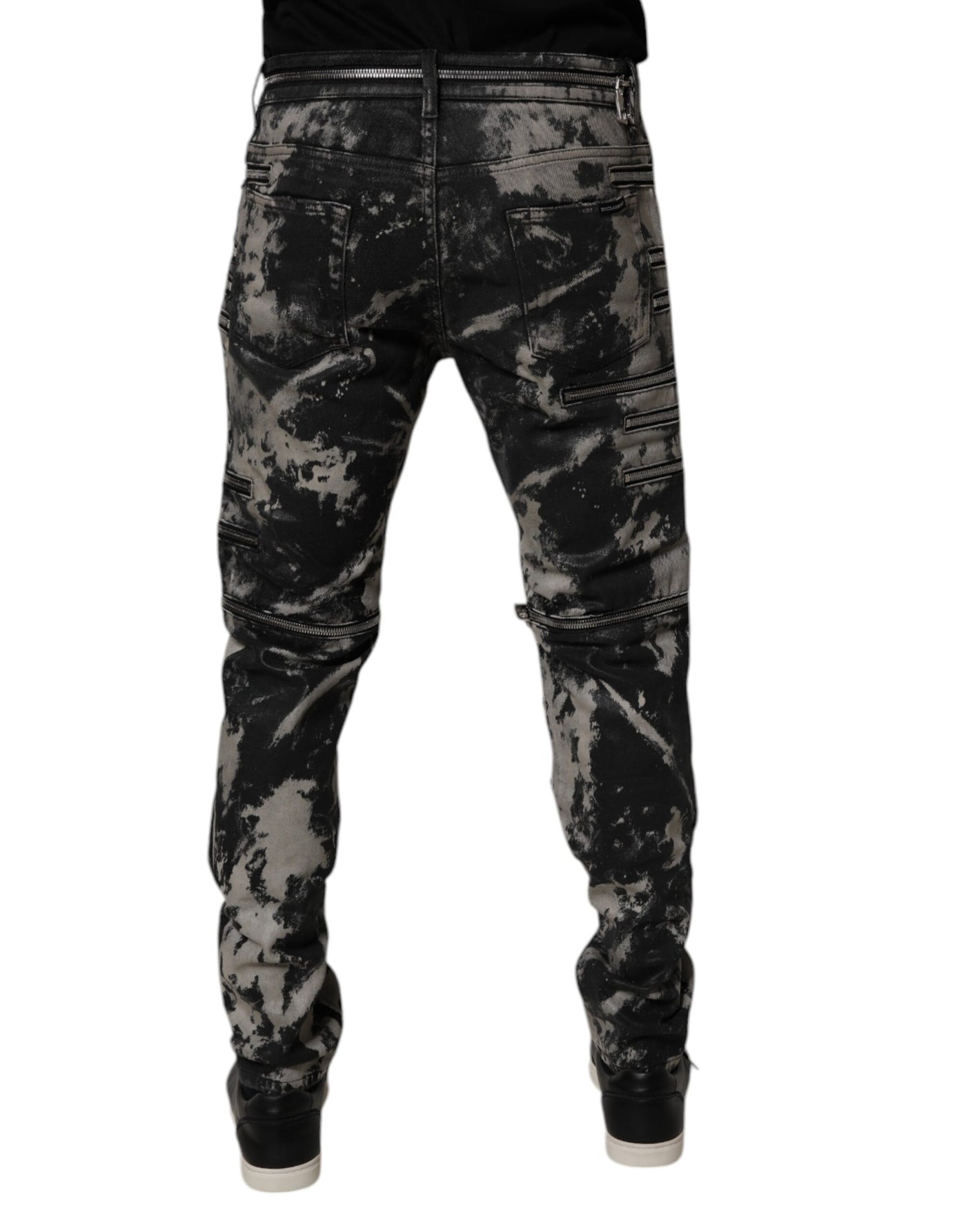 Dolce & Gabbana Black Tie Dye Cotton Skinny Zip Denim Jeans