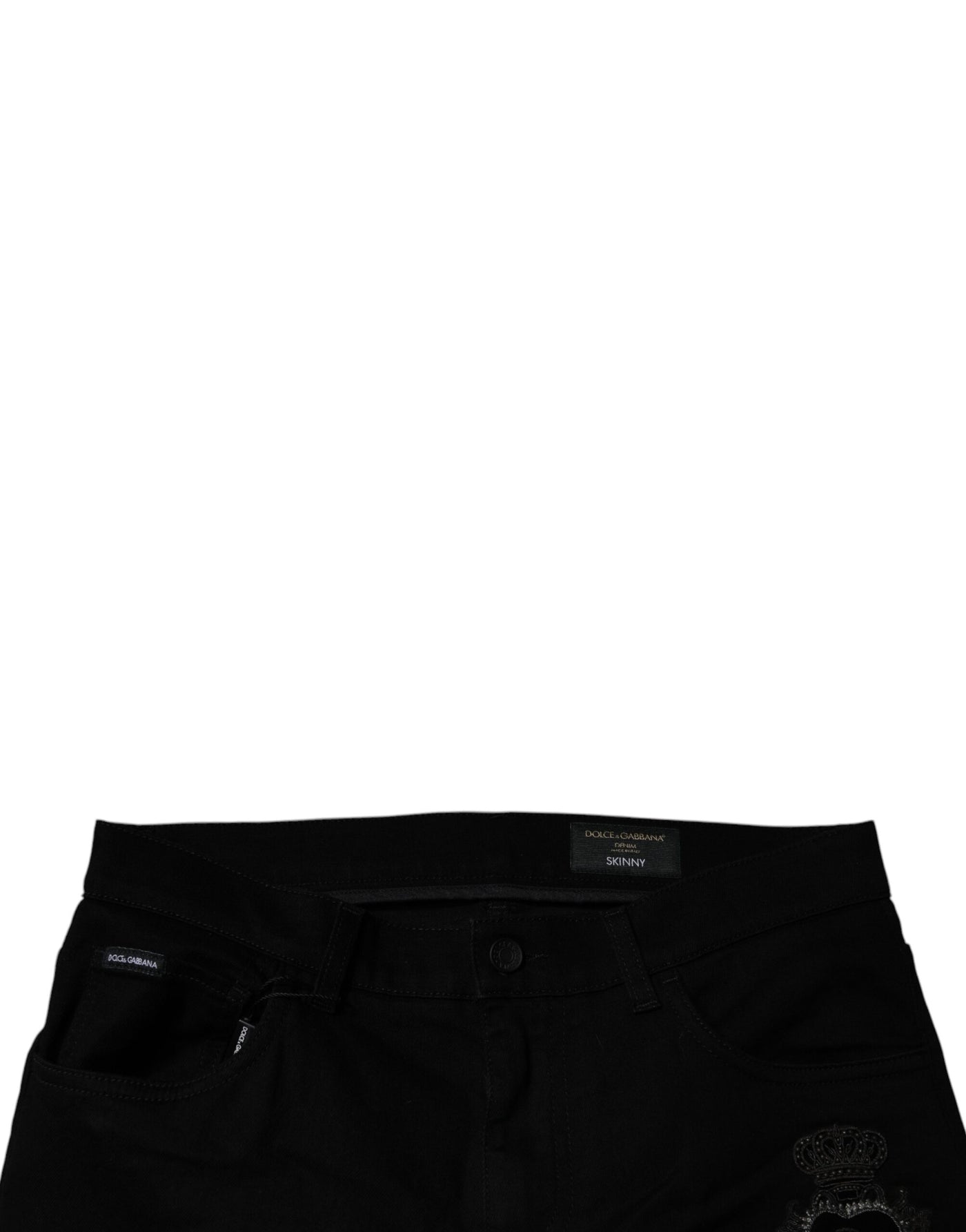 Dolce & Gabbana Black Sacred Heart Cotton Skinny Denim Jeans