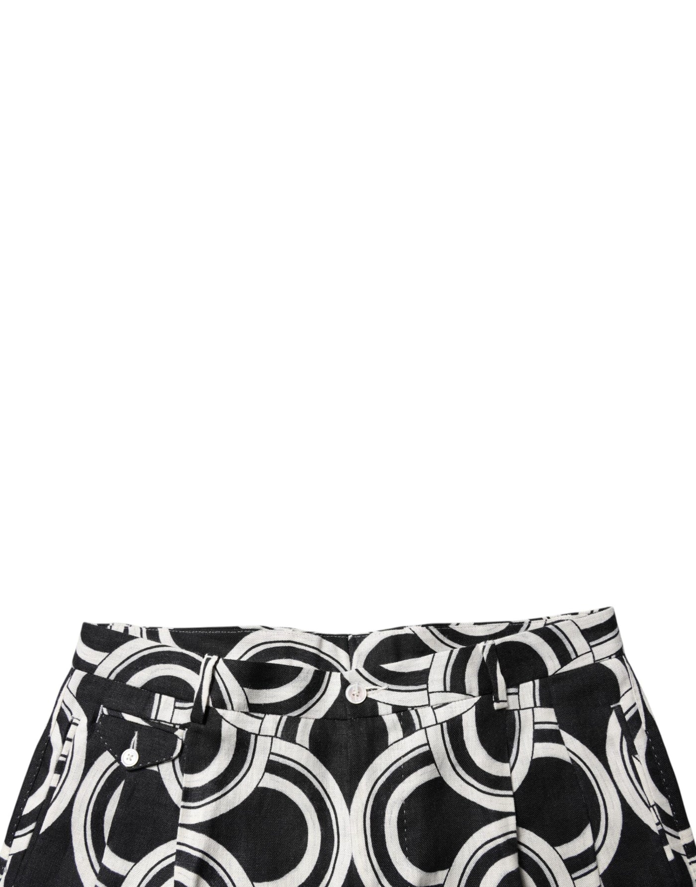 Dolce & Gabbana Black White Linen Bermuda Shorts