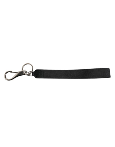 Dolce & Gabbana Black Nylon Logo DG Crown Men's Holder Keychain Keyring