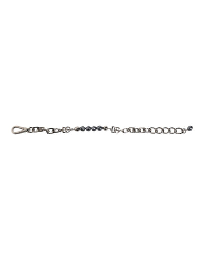 Dolce & Gabbana Silver Tone Chain Lobster Clasp Logo Gray Pearls Bracelet
