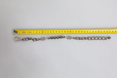 Dolce & Gabbana Silver Tone Chain Lobster Clasp Logo Gray Pearls Bracelet