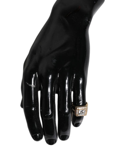 Dolce & Gabbana Gold Tone Sterling Silver 925 Crystals Ring