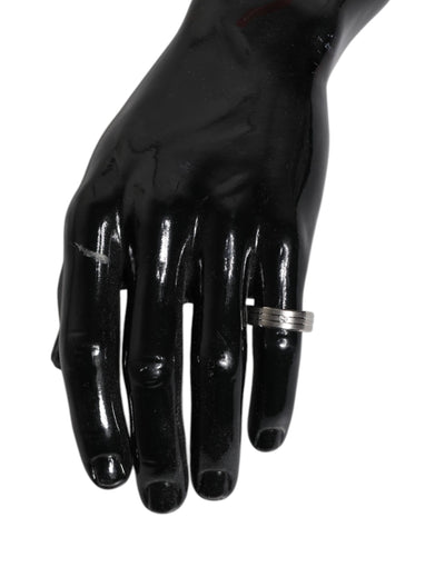 Dolce & Gabbana Silver Tone Brass Clear Crystal DG Logo Ring