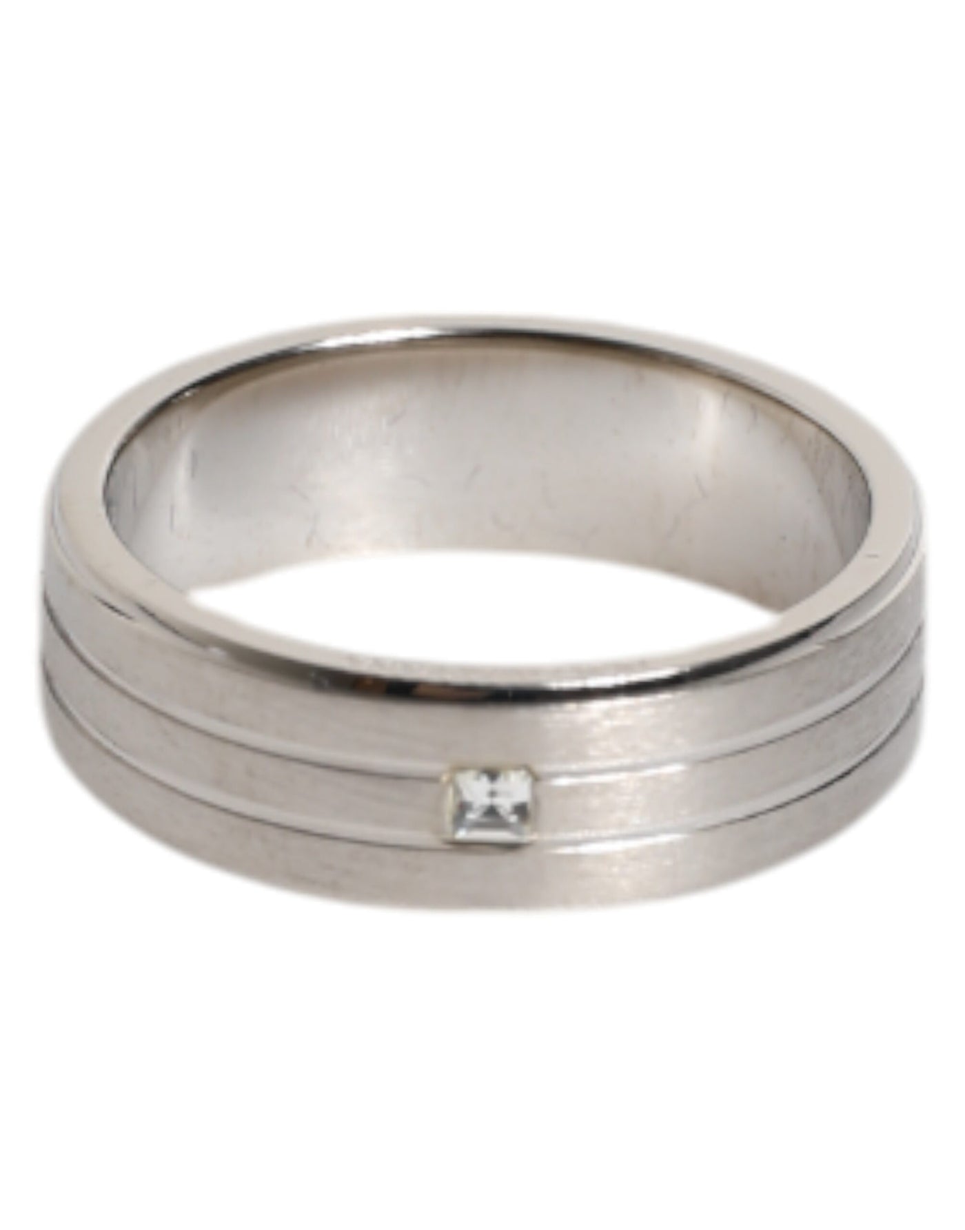 Dolce & Gabbana Silver Tone Brass Clear Crystal DG Logo Ring