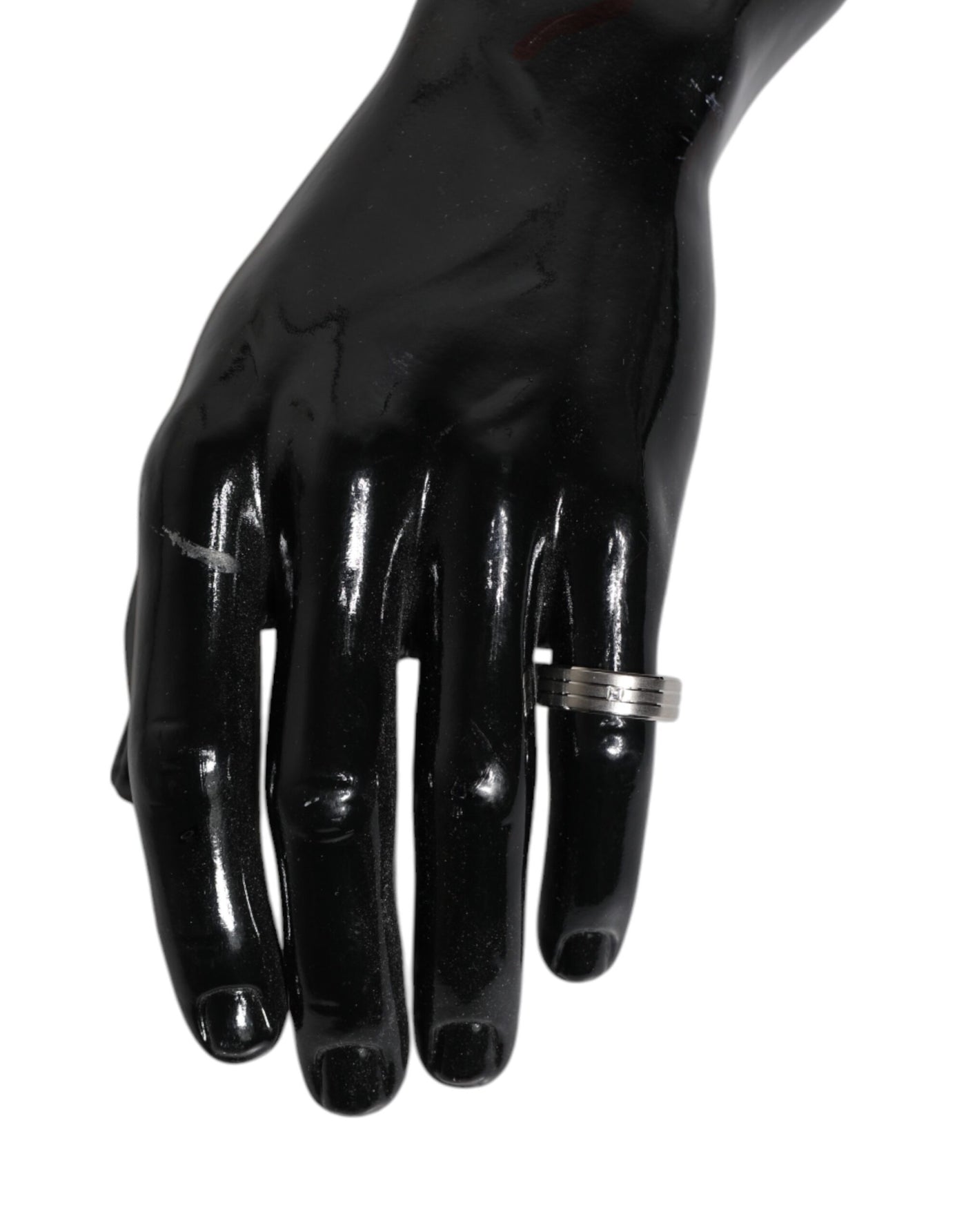 Dolce & Gabbana Silver Tone Brass Clear Crystal DG Logo Ring