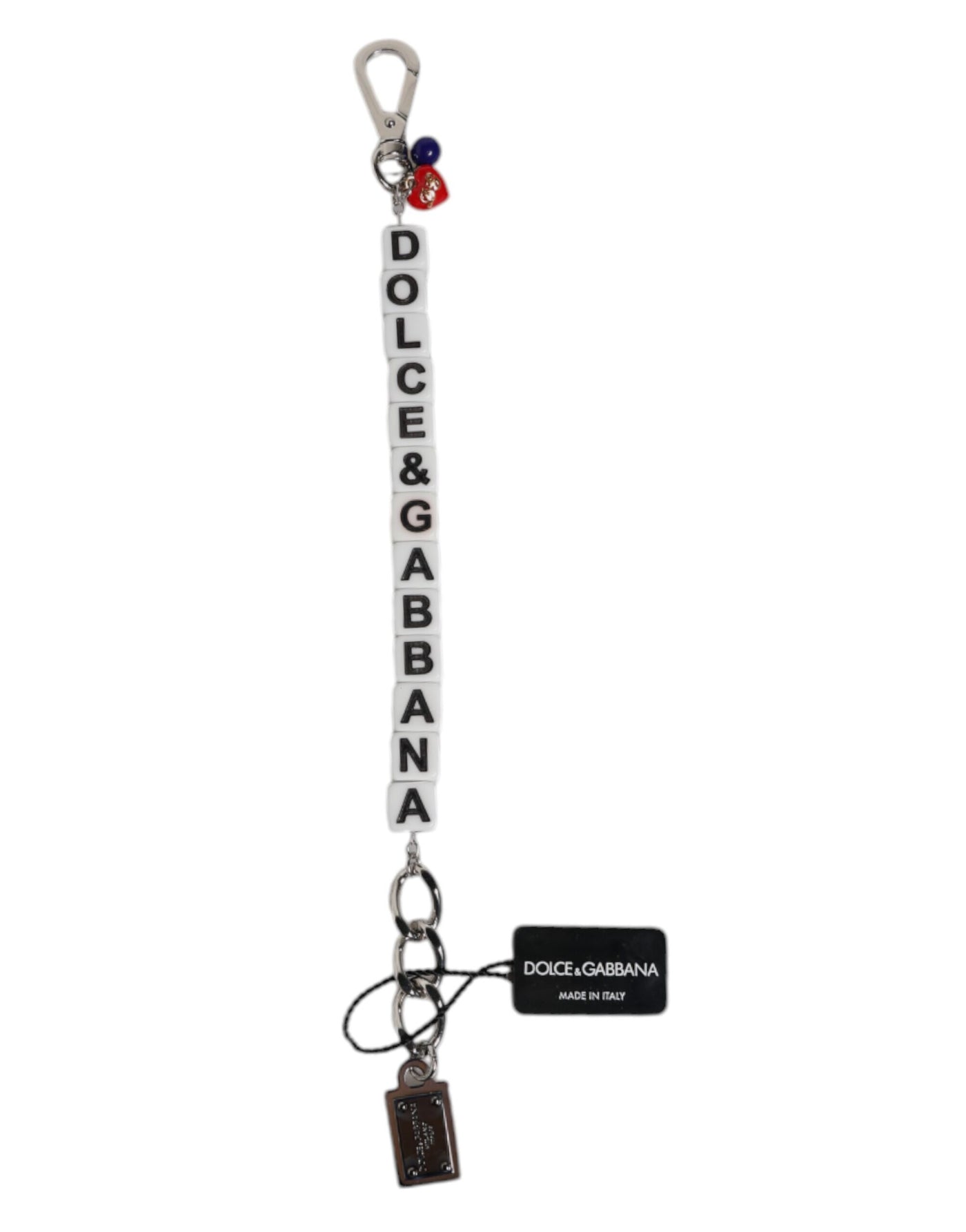 Dolce & Gabbana Silver Brass Chain Dice Logo Embellished Charm Bracelet