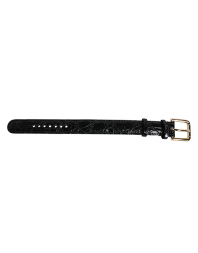 Dolce & Gabbana Black Exotic Leather Gold Tone Metal Buckle Armband