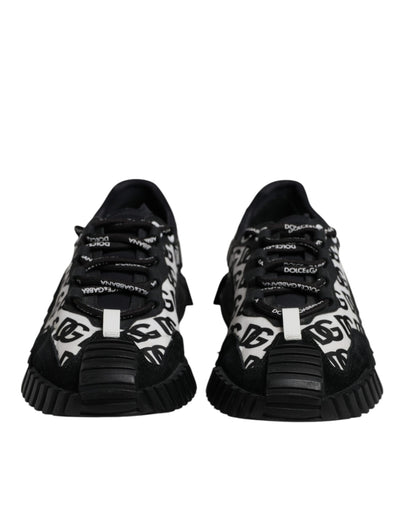Dolce & Gabbana Black Logo Lace Up Low Top NS1 Sneakers Shoes