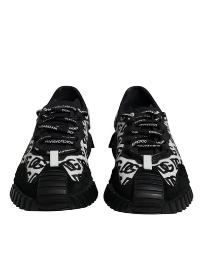 Dolce & Gabbana Black Logo Lace Up Low Top NS1 Sneakers Shoes