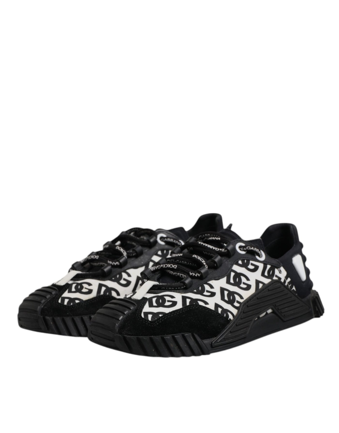 Dolce & Gabbana Black Logo Lace Up Low Top NS1 Sneakers Shoes