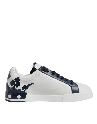 Dolce & Gabbana White Blue Crown Low Top Men Sneakers Shoes