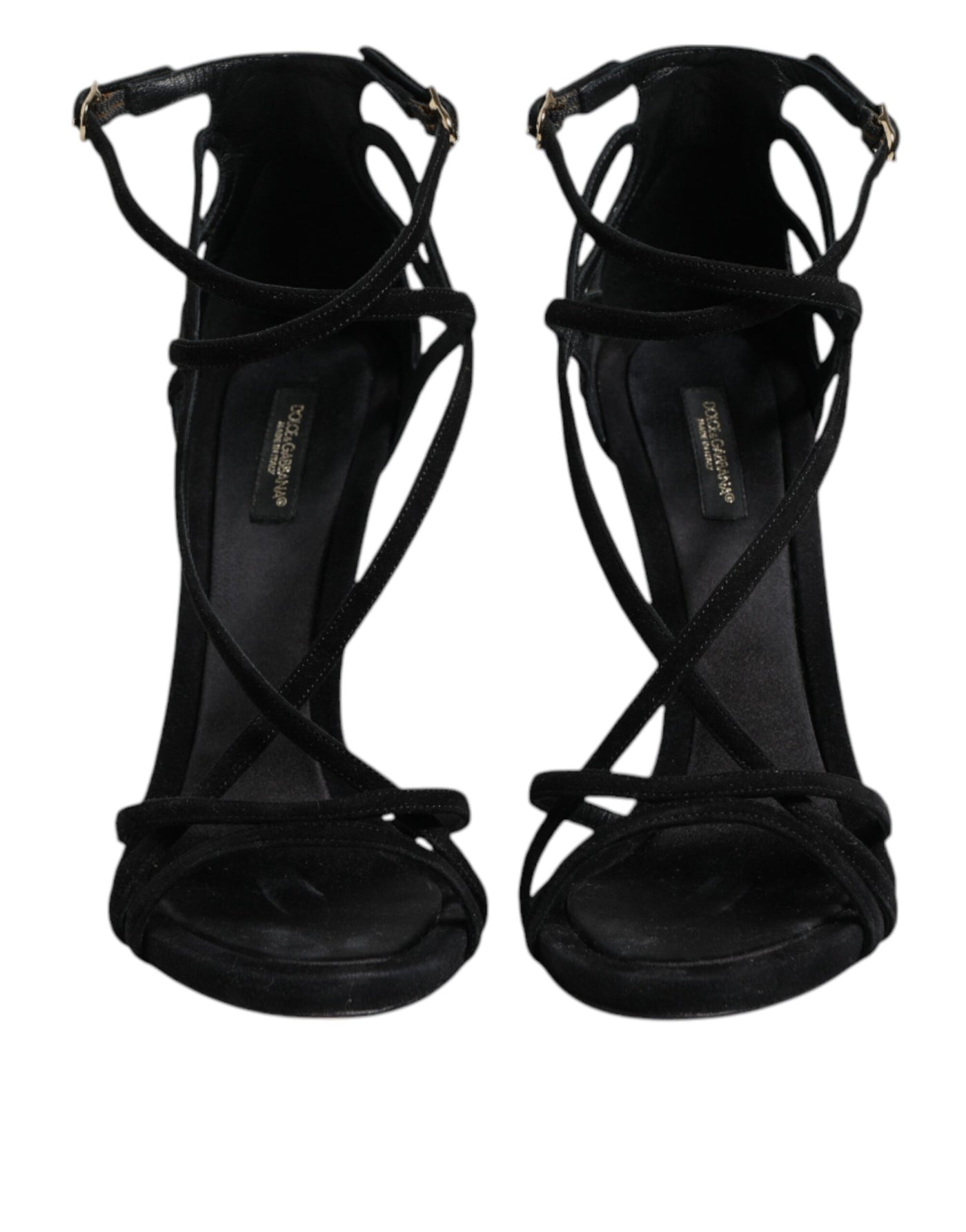 Dolce & Gabbana Black Leather Stiletto Heels Sandals Shoes