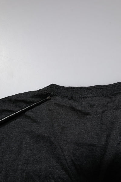 Dolce & Gabbana Dark Gray Silk V-neck Short Sleeves T-shirt