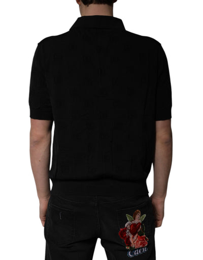 Dolce & Gabbana Black Silk Collared Polo T-shirt