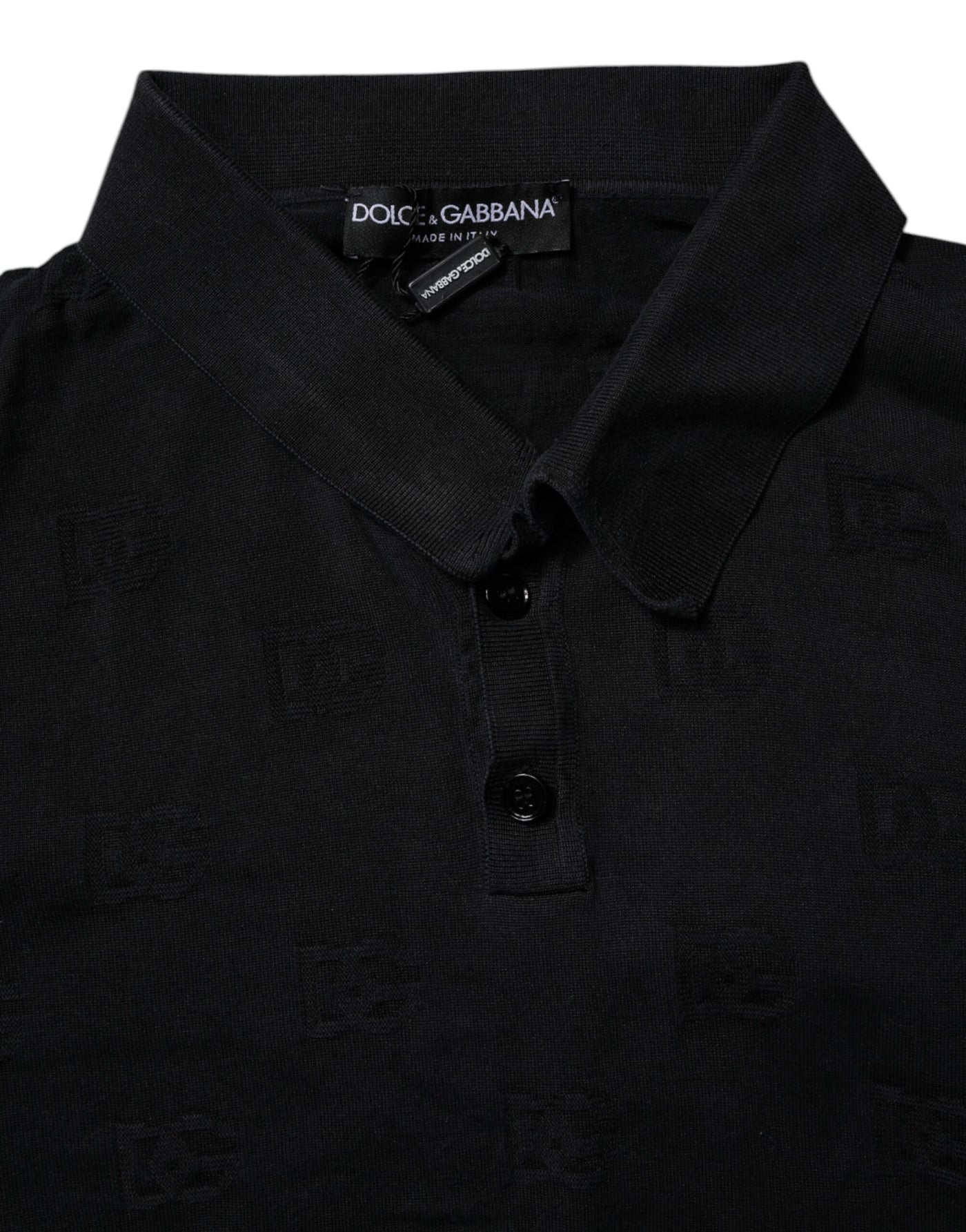 Dolce & Gabbana Black Silk Collared Polo T-shirt