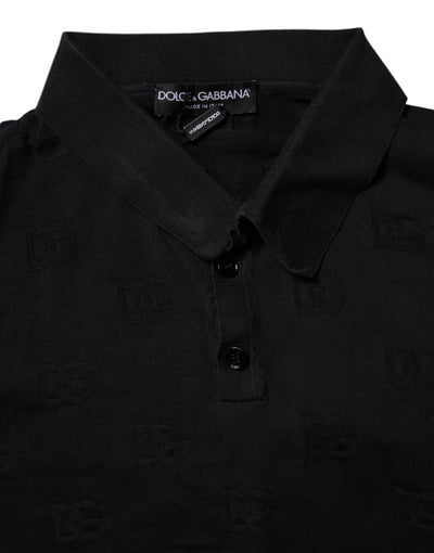 Dolce & Gabbana Black Silk Collared Polo T-shirt