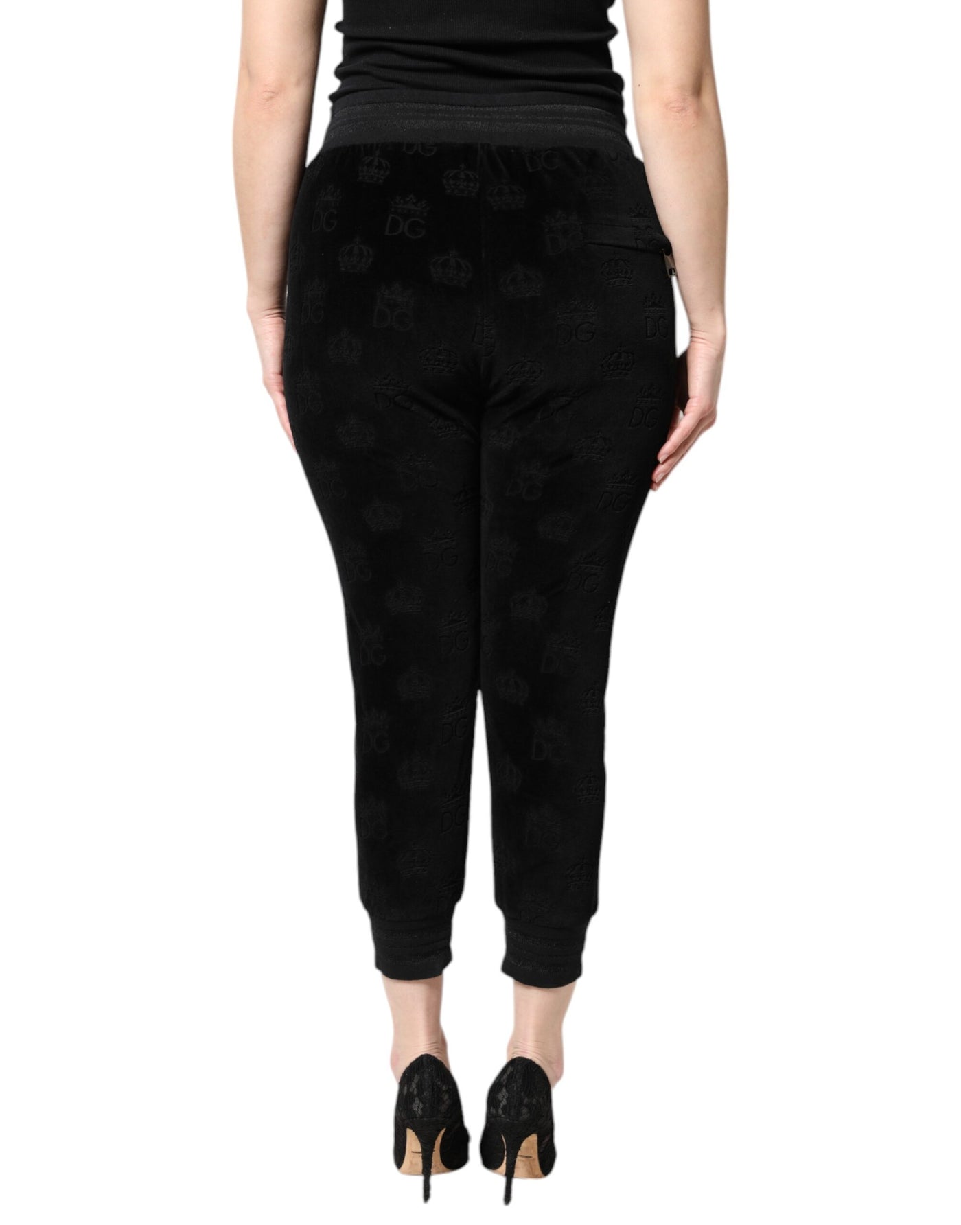 Dolce & Gabbana Black All-Over DG Logo Print Jogger Pants