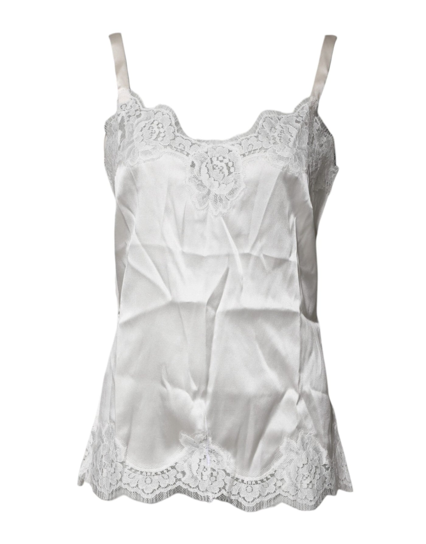 Dolce & Gabbana Top White Satin Lace Tank Lingerie Underwear