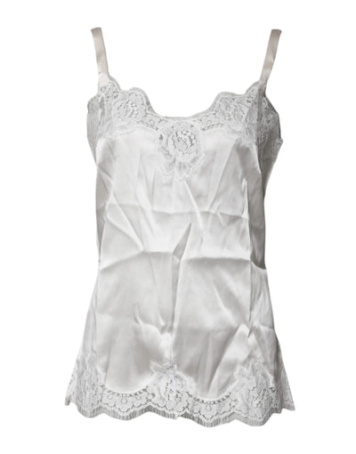 Dolce & Gabbana Top White Satin Lace Tank Lingerie Underwear