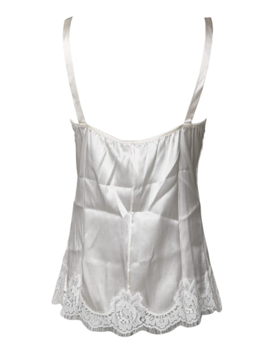 Dolce & Gabbana Top White Satin Lace Tank Lingerie Underwear