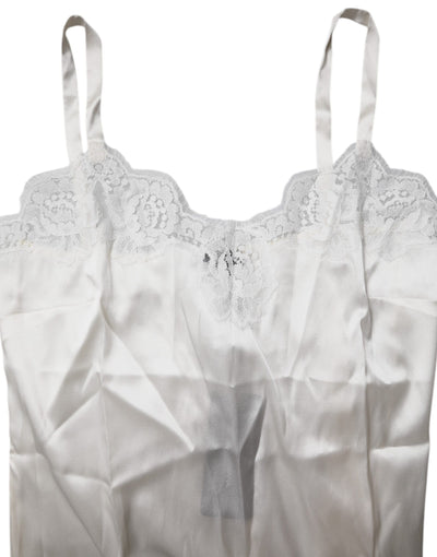 Dolce & Gabbana Top White Satin Lace Tank Lingerie Underwear