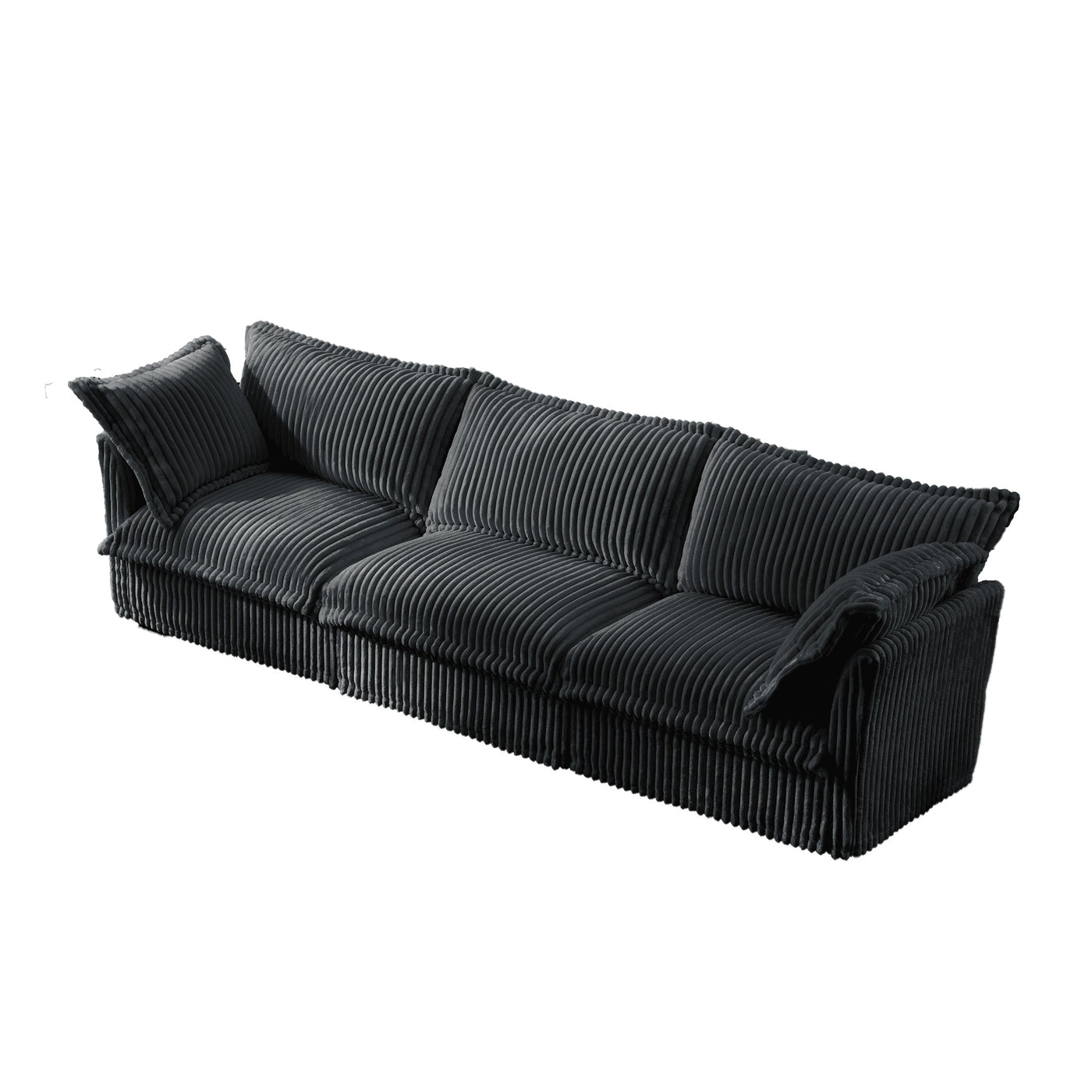 Slipcovered Sofa Couch, Modern 3 Seater Sofa with Suppleness Armrests,Deep Seat Sofa with Soft Multiple Big Pillows, Comfy Couch for Living Room, Apartment,Gray Corduroy Fabric