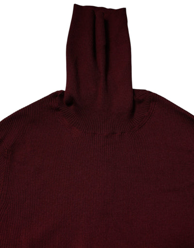 Dolce & Gabbana Burgundy Long Sleeves Turtleneck Slim Sweater