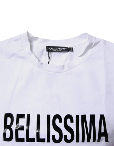 Dolce & Gabbana White Bellissima Cotton Crew Neck T-shirt