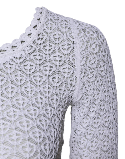 Dolce & Gabbana White Viscose Short Sleeve Crochet Top