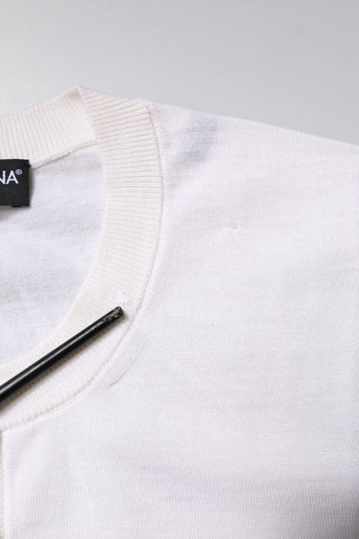 Dolce & Gabbana Cream Cashmere Knit Cropped Cardigan Sweater