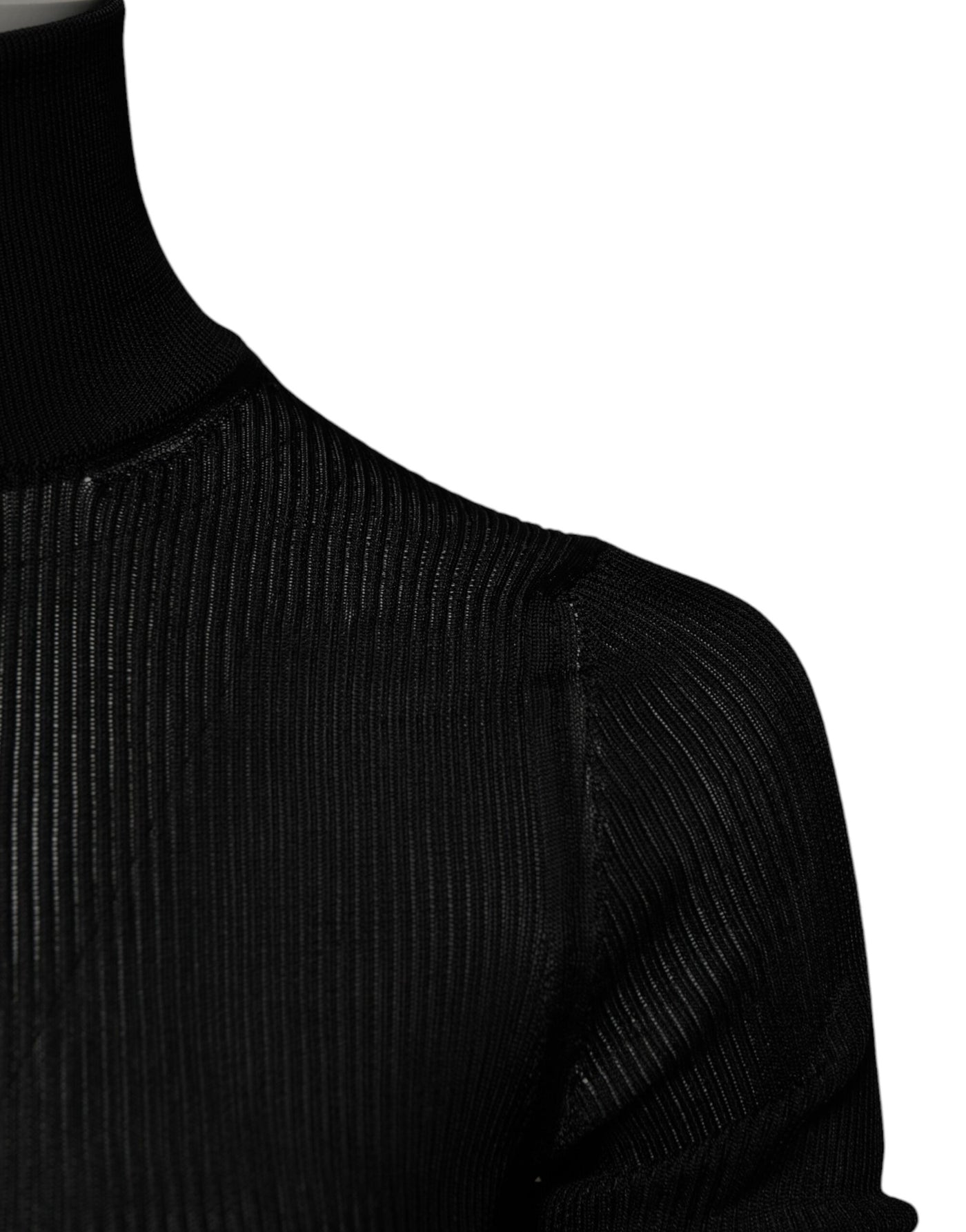Dolce & Gabbana Black Knit Long Sleeves Turtleneck Slim Top