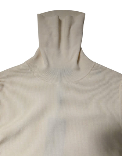 Dolce & Gabbana Cream Long Sleeves Turtleneck Slim Sweater