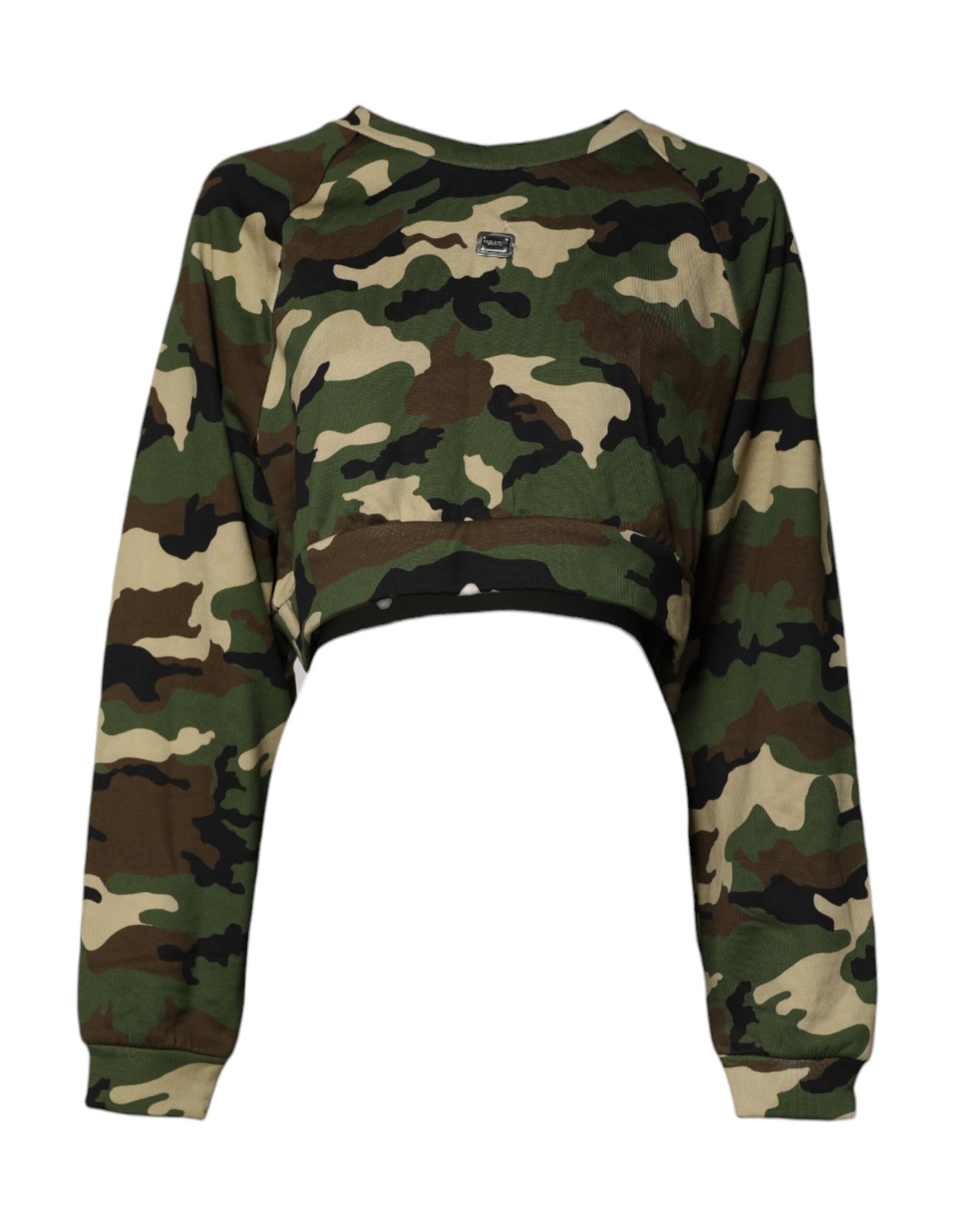 Dolce & Gabbana Multicolor Camou Cropped Sweatshirt Sweater