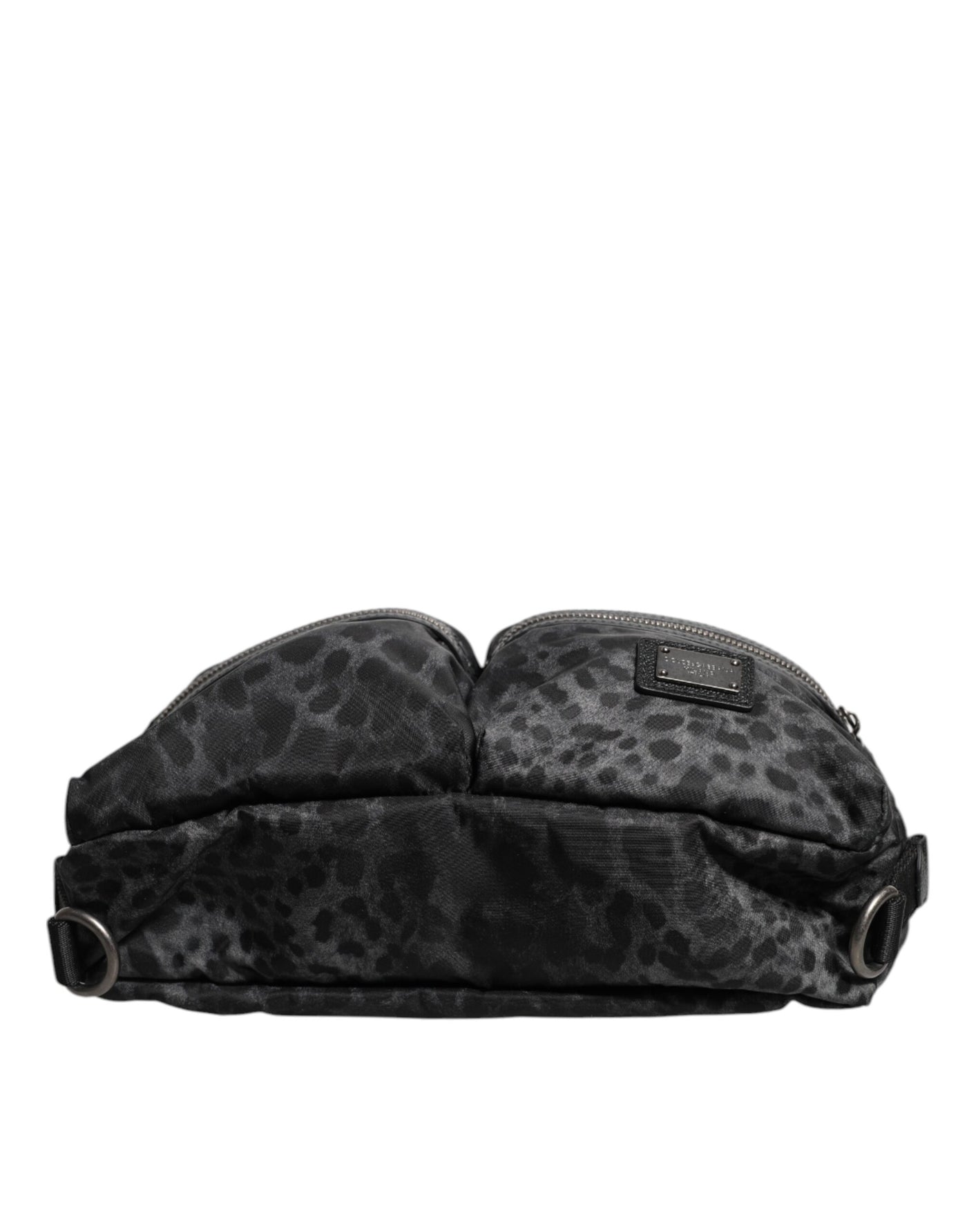 Dolce & Gabbana Black Gray Leopard DG Logo Belt Waist Fanny Pack Bag