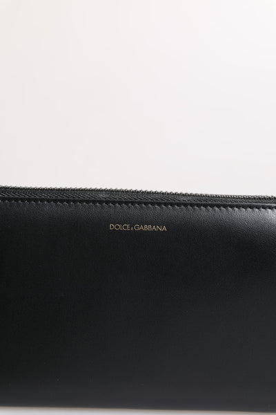 Dolce & Gabbana Black Blue Exotic Leather Embossed Continental Wallet
