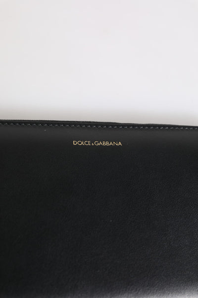 Dolce & Gabbana Black Blue Exotic Leather Embossed Continental Wallet