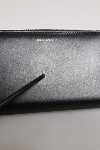 Dolce & Gabbana Black Blue Exotic Leather Embossed Continental Wallet