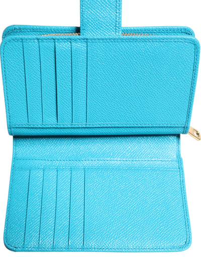 Dolce & Gabbana Light Blue Leather Bifold Continental Clutch Wallet