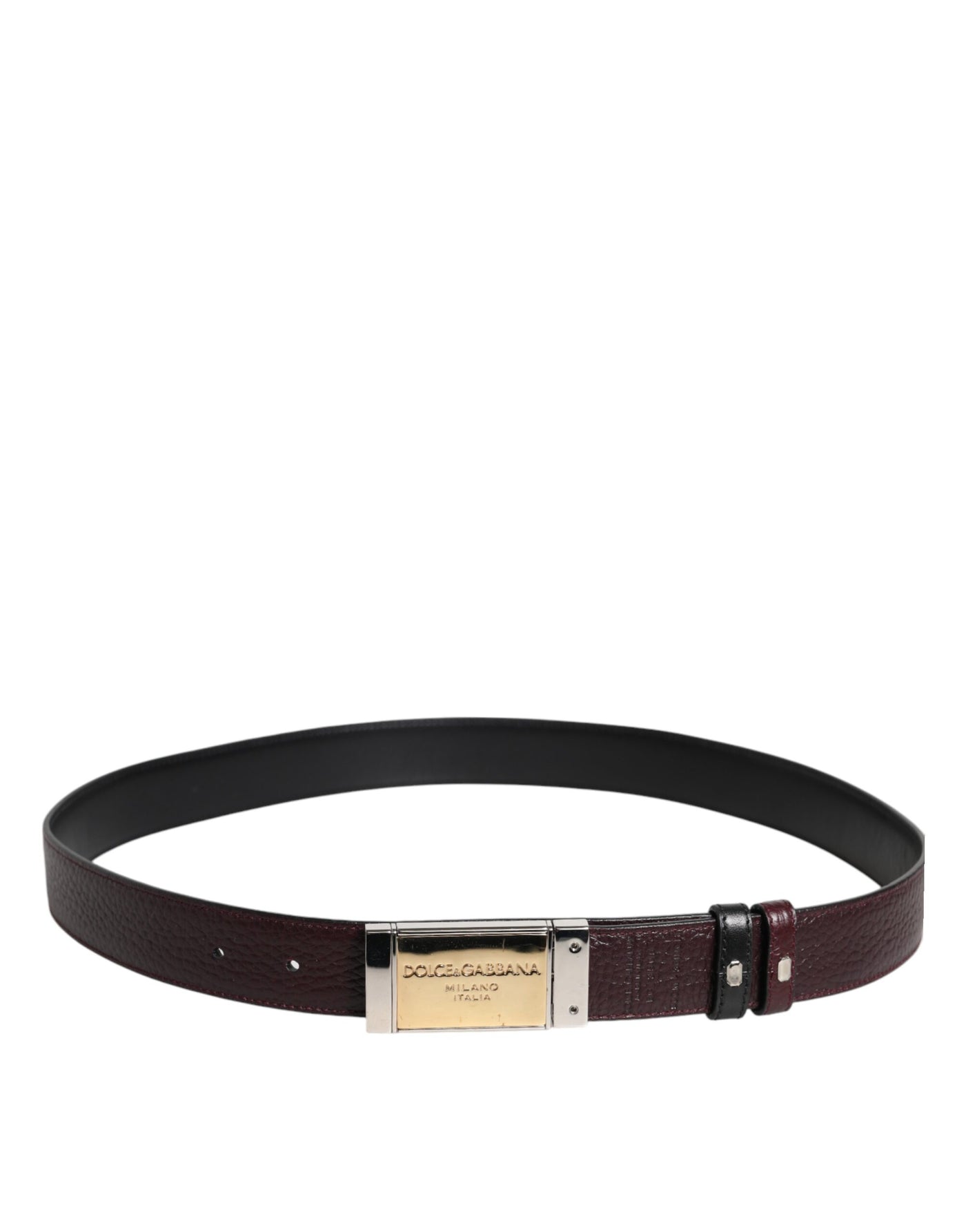 Dolce & Gabbana Black Brown Leather Metal Buckle Reversible Belt