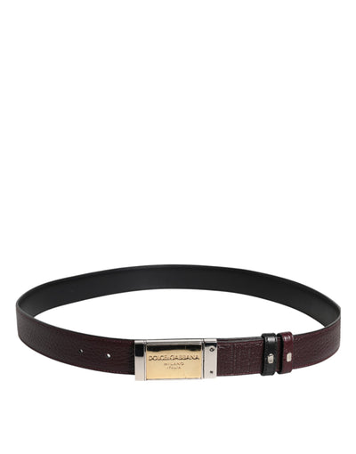 Dolce & Gabbana Black Brown Leather Metal Buckle Reversible Belt