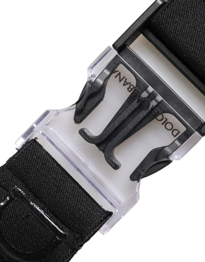 Dolce & Gabbana Black Stretch Polyester Rubberised DG Logo Keychain