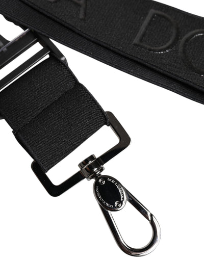 Dolce & Gabbana Black Stretch Polyester Rubberised DG Logo Keychain