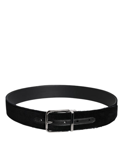 Dolce & Gabbana Black Cotton Silver Tone Metal Buckle Belt