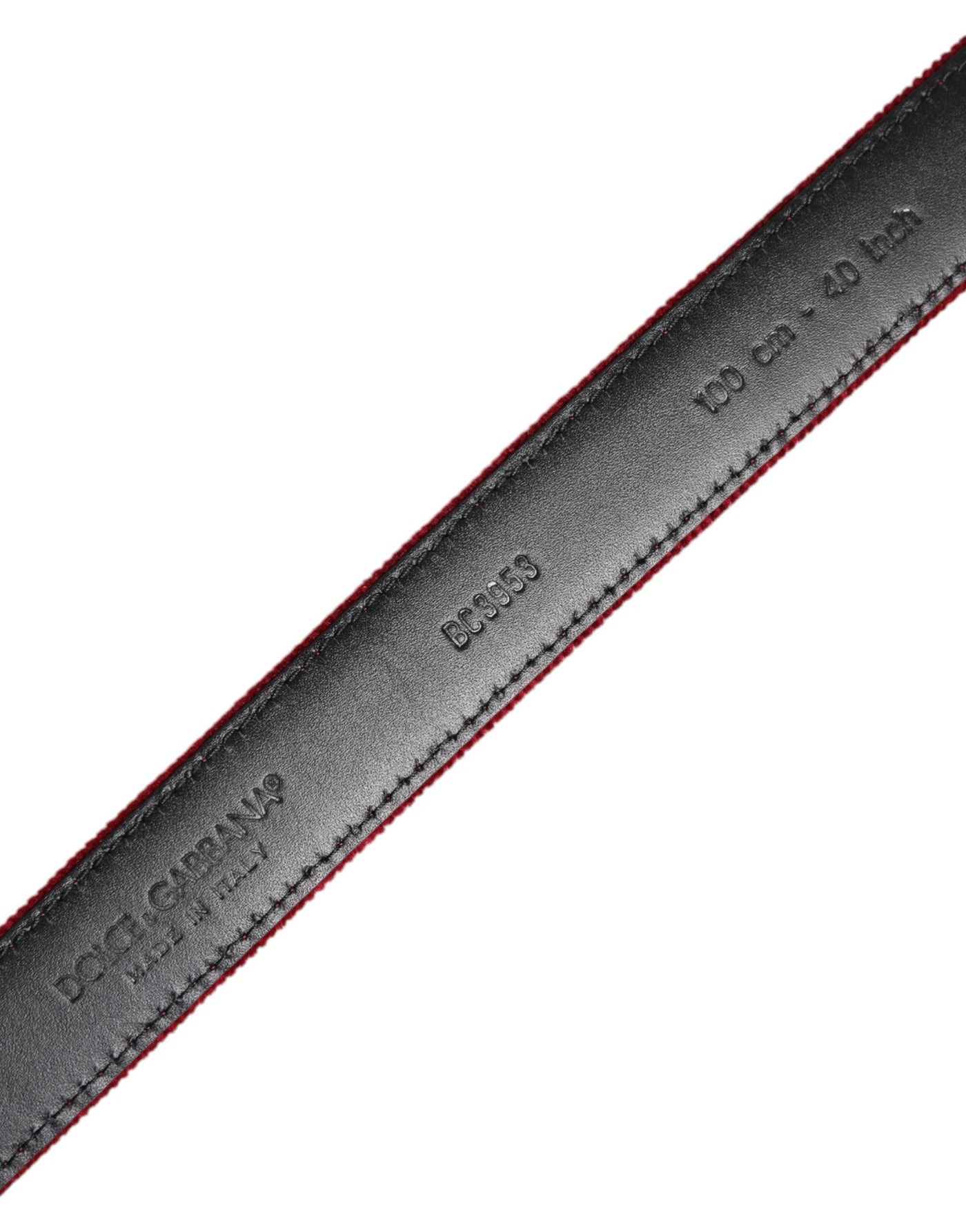 Dolce & Gabbana Red Velvet Black Metal Buckle Logo Belt