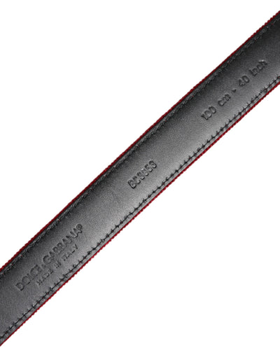 Dolce & Gabbana Red Velvet Black Metal Buckle Logo Belt