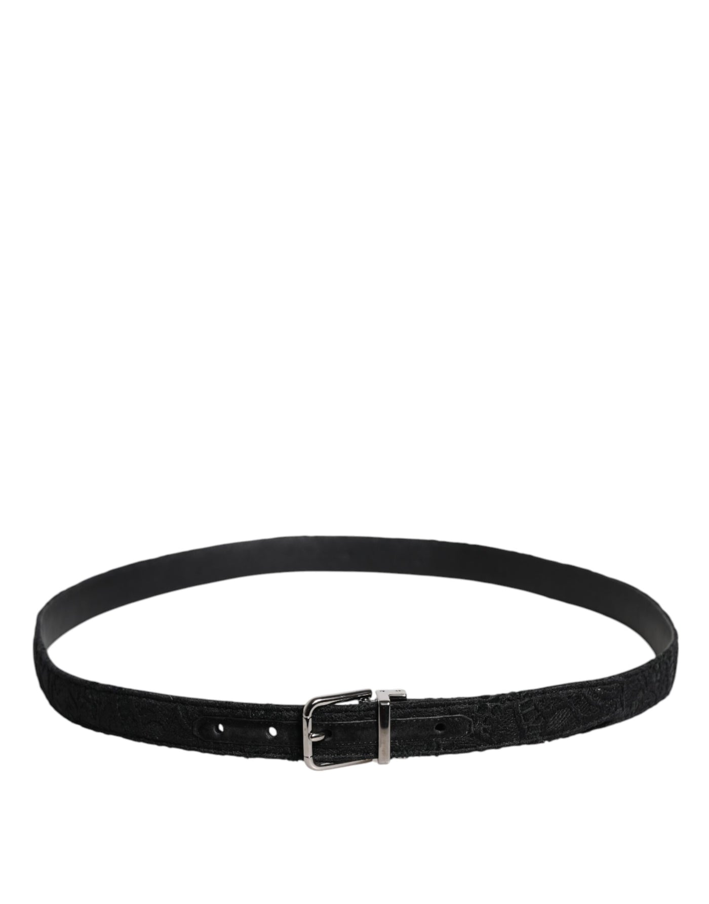 Dolce & Gabbana Black Cotton Blend Silver Metal Buckle Belt